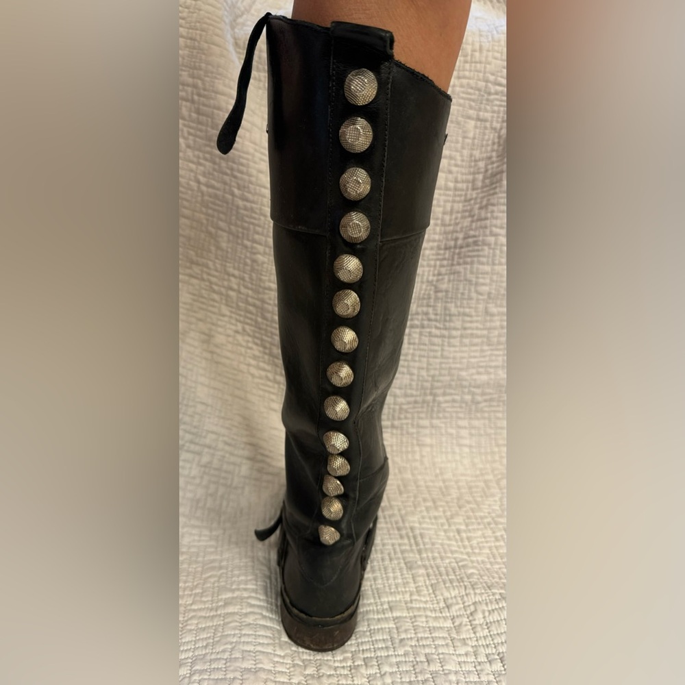 Golden Goose Distressed Tall Studded Riding Boot, Size 37 - Picture 4 of 8